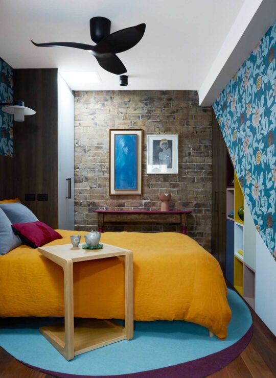 Bespoke sustainable bedroom in Newtown ImPossible House by Denby Dowling Interior Design