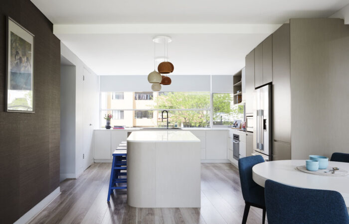 Custom kitchen and living area by Denby Dowling Interior Design